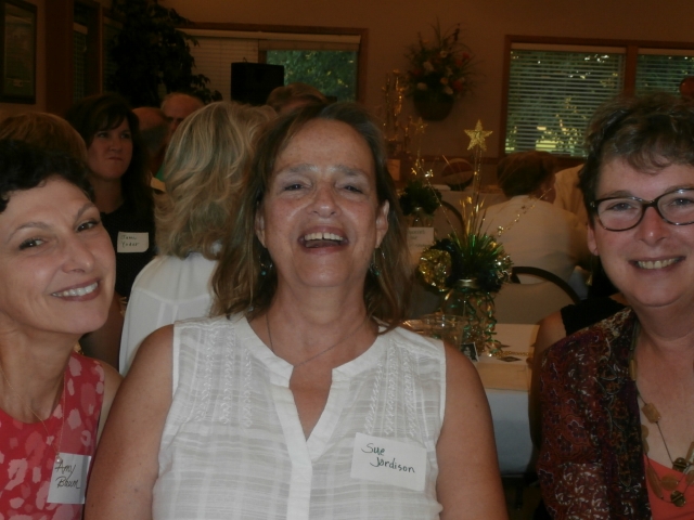 Sue Jordison, Amy Baum and Barb Bedell Gartner after a wonderful supper at Pleasant Valley clubhouse. 